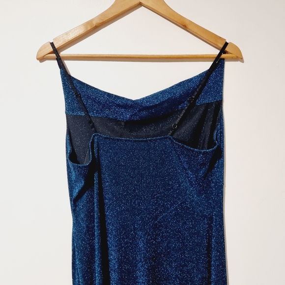 Shein Size L Blue Green Glittery Mermaid Maxi Bown Gown Cocktail Dress - Picture 8 of 10